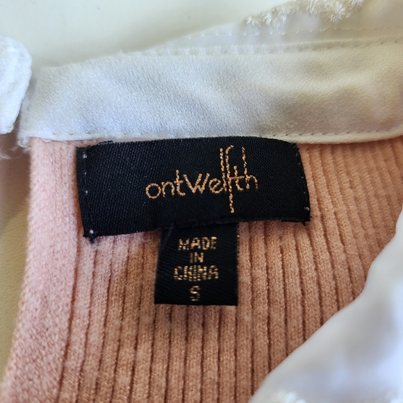 On Twelfth 12th Fitted Puff Sleeve Blush Pink Pullover Sweater Ribbed Collared S - Picture 7 of 11